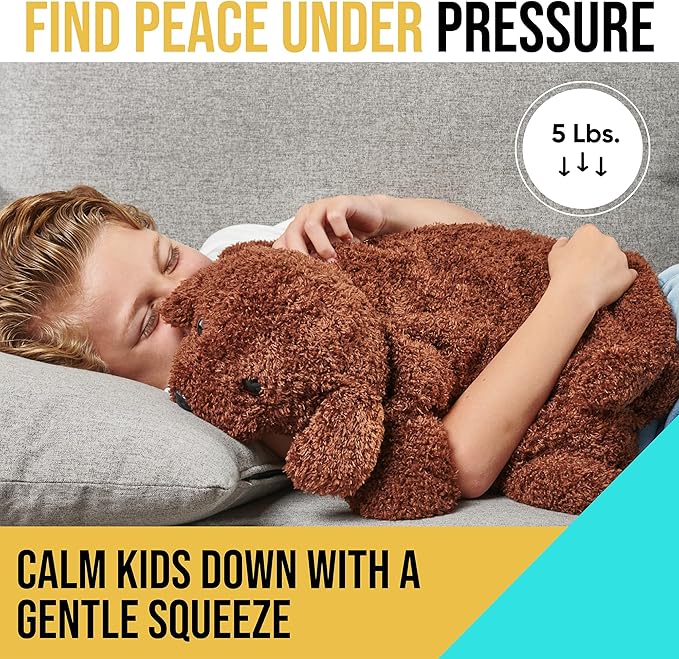 FRIENDLY CUDDLE Weighted Lap Blanket for Kids & Adults – Lily Weighted Blanket – ASD, Sensory Processing Weighted Stuffed Animals Dog Toy – Microwavable Weighted Lap Pad for Kids, 5 Lbs