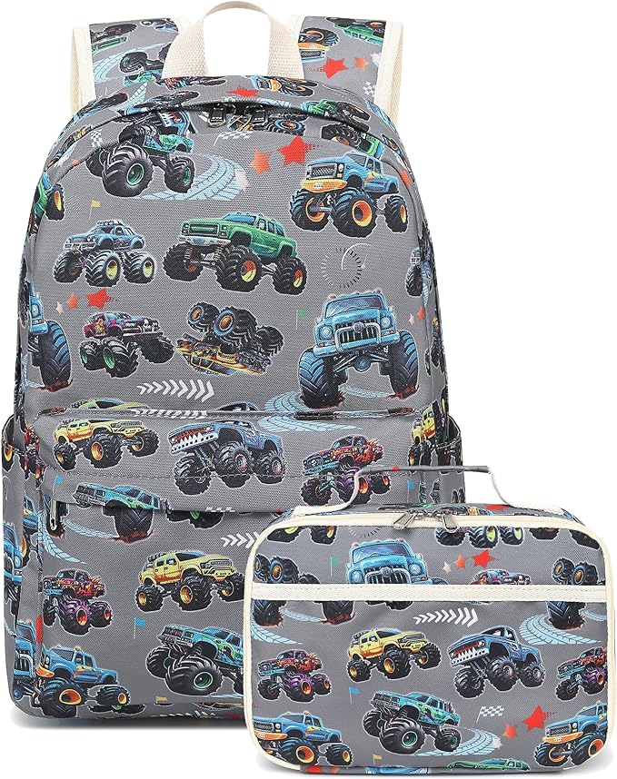 LEDAOU Kids School Backpack with Lunch Box for Boys Girls Kindergarten BookBag School Bag Preschool Toddler Backpack