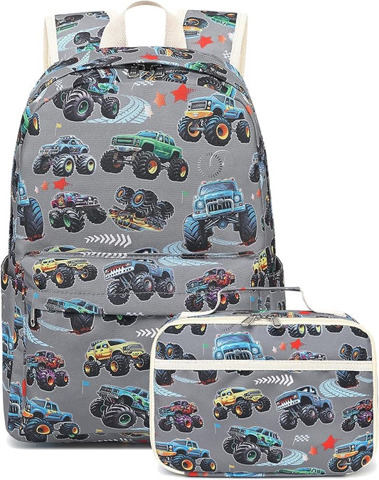LEDAOU Kids School Backpack with Lunch Box for Boys Girls Kindergarten BookBag School Bag Preschool Toddler Backpack