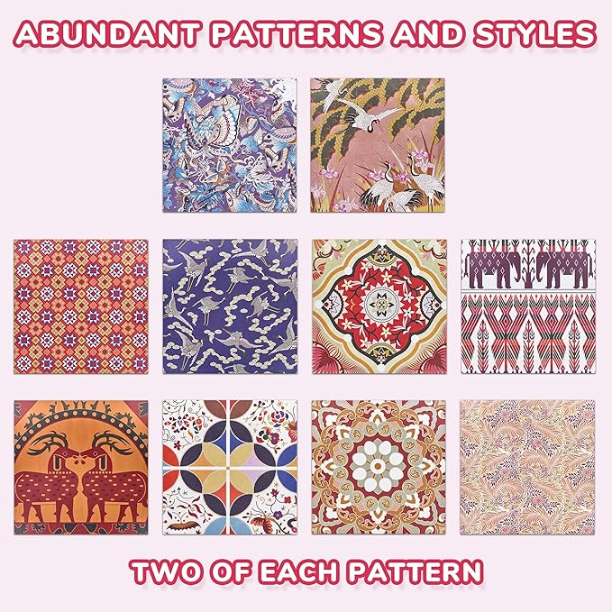 Ethnic Patterns Origami Paper - 50 Sheets 6x6 Inches - Double-Sided Traditional Cultural Art Colored Folding Paper for Adults, Artists & Kids - Ideal for Scrapbooking, Card Making and DIY Crafts