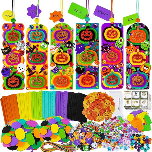 Winlyn 36 Sets Halloween Craft Kits Fall Crafts DIY Pumpkin Jack-O'-Lantern Bookmark Ornaments Decorations Art Sets Halloween Foam Stickers Art and Crafts for Kids Classroom Activities Party Favors
