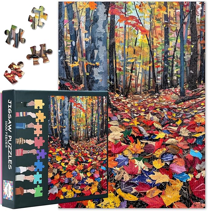 Puzzles for Adults 1000 Pieces - Fallen Leaves Jigsaw Puzzle (27.5x19.7 Inch), Forest Landscape Challenging Puzzles for Adults, Family Game for Men & Women Home Decor Gift (Trees Series)