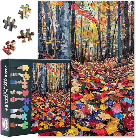 Puzzles for Adults 1000 Pieces - Fallen Leaves Jigsaw Puzzle (27.5x19.7 Inch), Forest Landscape Challenging Puzzles for Adults, Family Game for Men & Women Home Decor Gift (Trees Series)