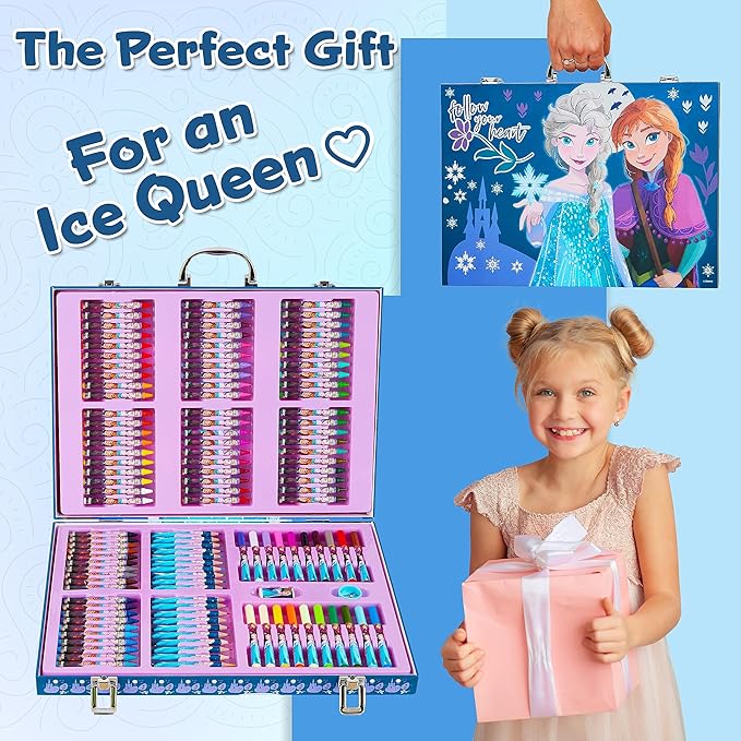 Disney Stitch Colored Pencils Art Supplies Kids Drawing Kit School Supplies Crayons Markers Coloring Sheets Art Kit Gifts for Kids Girls (Multi Frozen Set)