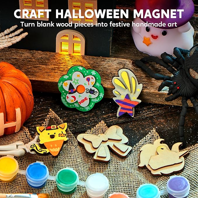 JOYIN 12 pcs Fantasy Wooden Magnets, Kids Unicorn Painting Craft, Spring and Rainy Day Activities School Art Projects, Toys for Kids Aged 3+ Birthday Easter