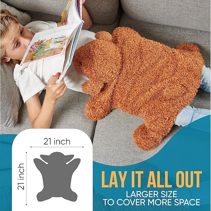 FRIENDLY CUDDLE Weighted Lap Blanket for Kids & Adults – Toby Weighted Blanket – ASD, Sensory Processing Weighted Stuffed Animals Dog Toy – Microwavable Weighted Lap Pad for Kids, 5 Lbs
