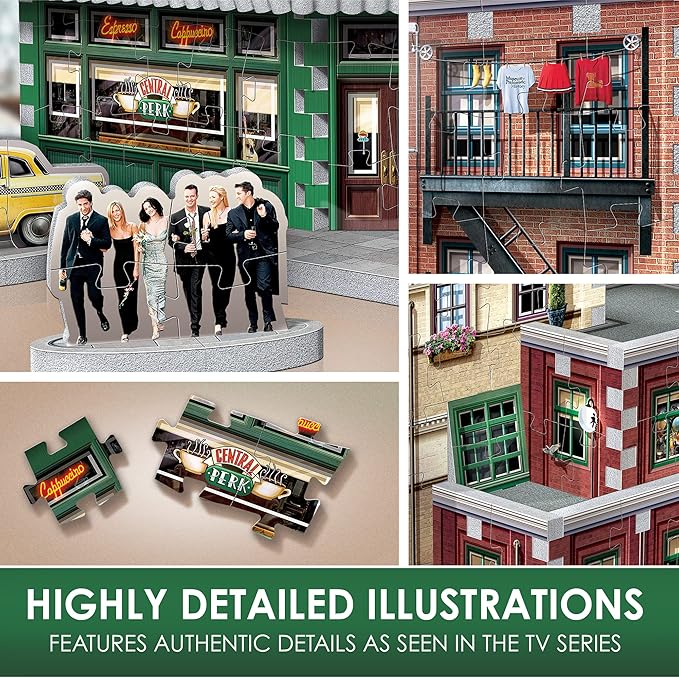 Wrebbit3D Friends 3D Puzzle Model of Central Perk | 440 Real Jigsaw Puzzle Pieces | Build The Iconic Cafe from The Hit TV Series
