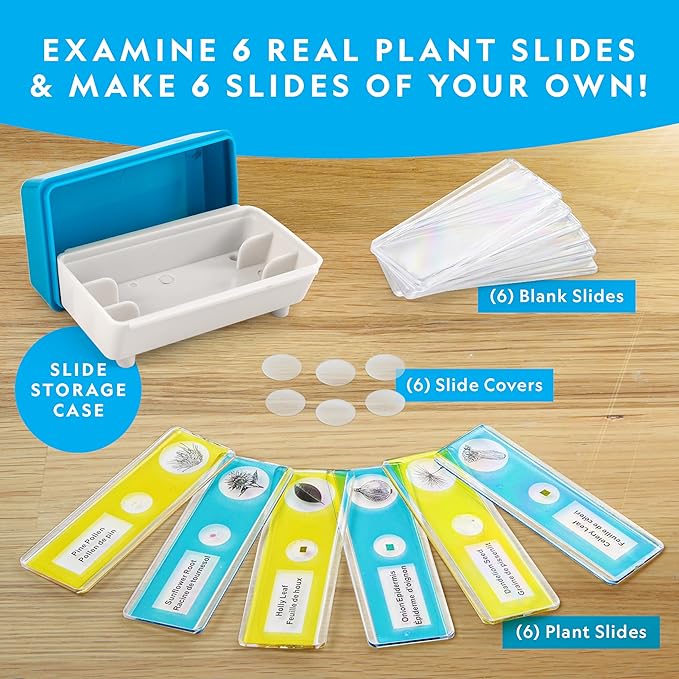 National Geographic Microscope for Kids - Science Kit with an Easy-to-Use Kids Microscope, Up to 400x Zoom, Blank and Prepared Slides, Gifts for 6 7 8 9 & 10, STEM Project Toy (Amazon Exclusive)