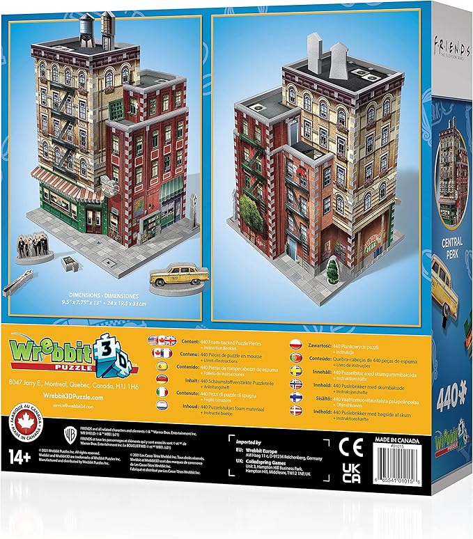 Wrebbit3D Friends 3D Puzzle Model of Central Perk | 440 Real Jigsaw Puzzle Pieces | Build The Iconic Cafe from The Hit TV Series