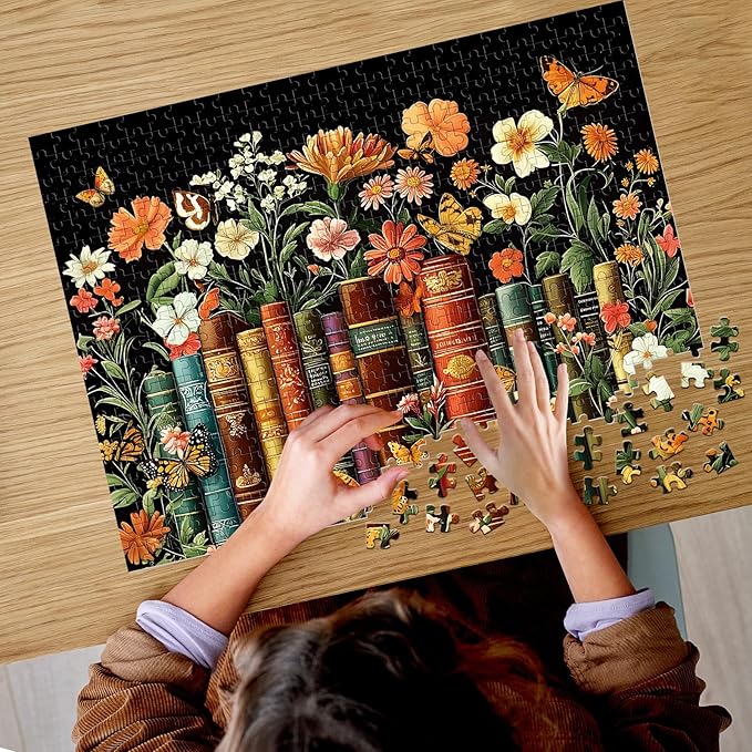 500 Piece Puzzle for Adults | Vintage Wildflowers Books Puzzle | Recycled Cardboard Plant Flowers Jigsaw Puzzle 500 Pieces | Challenging Game Home Decor Birthday Party Gift Toy for Adults Kids Seniors