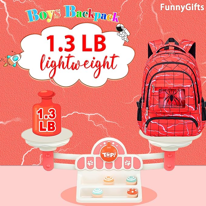 FunnyGifts Kids Backpacks with Lunch Box for Boys School Bookbag with Lunch Bag for Elementary Kindergarten Preschool Backpacks Mochila Para Niños 4 5 6 7 8 9 10 11 12