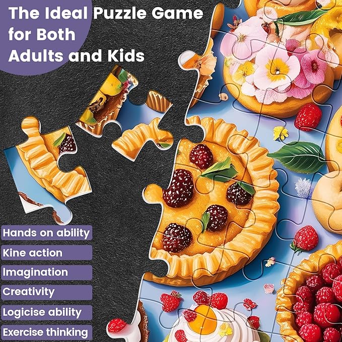 300 Piece Puzzles for Adults, Jigsaw Puzzles 300 Pieces for Adults Kids Delicious Pie Dessert Puzzle for Adults 300 Pieces Recycled Cardboard Jigsaw Puzzles Challenging Game Birthday Party Gift