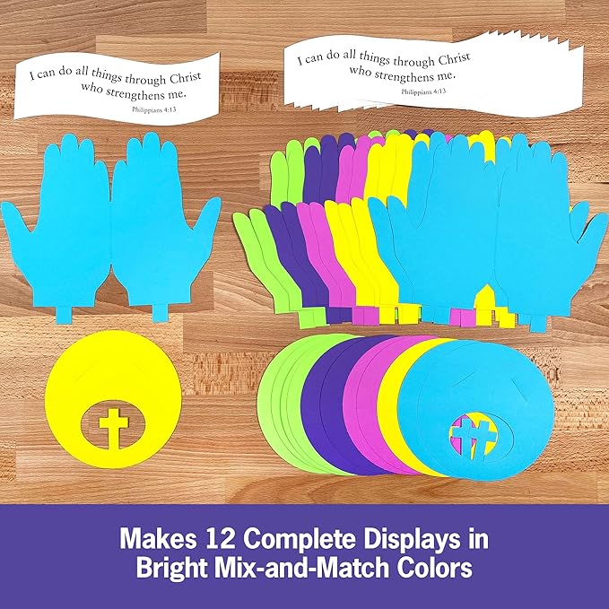 FreshCut Crafts Philippians 4:13 Punch-Out 3-D Paper Kit, 12 Colorful Tabletop Displays- Bible Craft for Kids Ages 5 & Up, Perfect for Sunday School, Church Activities, Homeschooling, Classroom Decor