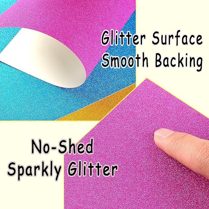 SALEMAR Red Glitter Cardstock Paper Sparkling Cardstocks for Cricut, Glitter Paper for Creating Holiday Greeting Cards, 250Gsm, 10 Sheets