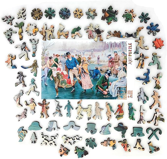 Wooden Jigsаw Puzzle for Adults - Uniquely Shaped Pieces - Made in The USA by FoxSmartBox - 510 Pieces - A Merry Christmas