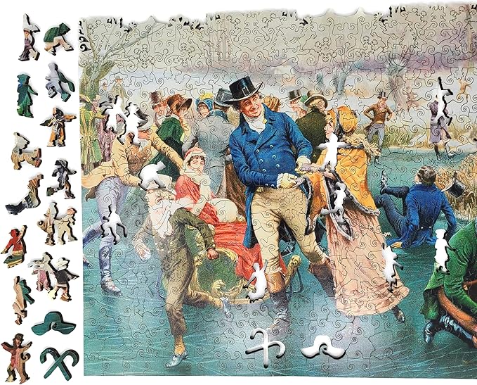 Wooden Jigsаw Puzzle for Adults - Uniquely Shaped Pieces - Made in The USA by FoxSmartBox - 510 Pieces - A Merry Christmas