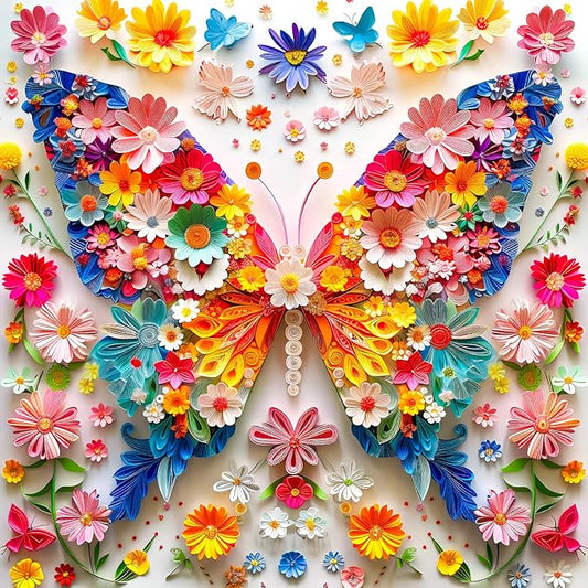 Bgraamiens Floral Butterfly Symphony-1000 Pieces Paper Flower Butterfly Puzzle for Adults, Unique Flowers Art,Perfect for Game Nights