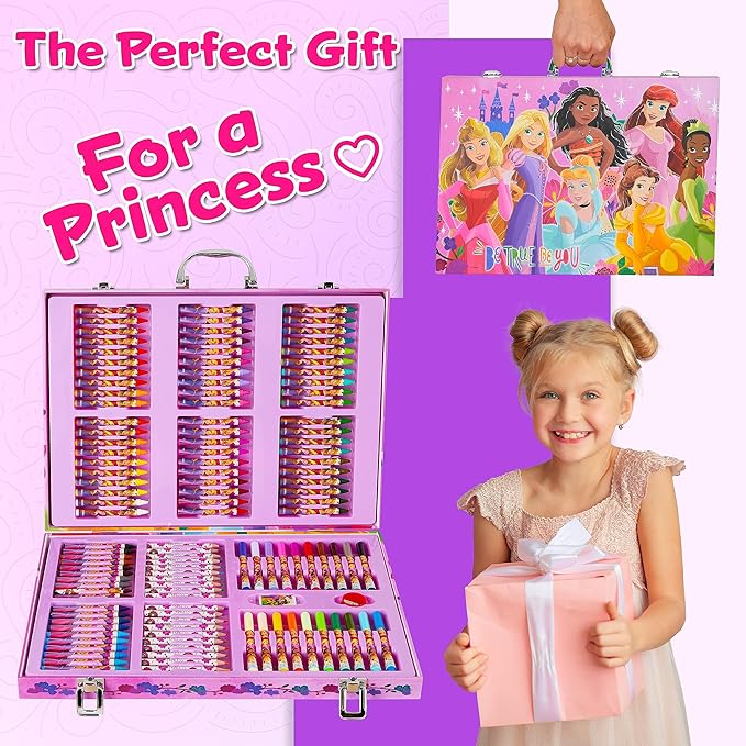 Disney Stitch Colored Pencils Art Supplies Kids Drawing Kit School Supplies Crayons Markers Coloring Sheets Art Kit Gifts for Kids Girls (Multi Princess Set)