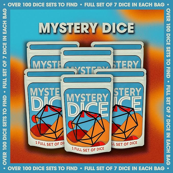 1985 Games Mystery Dice, Set of 7 Polyhedral Dice, Wide Range of Patterns, Gaming Dice, Suitable for Role Playing, Table Games (Pack of 6)
