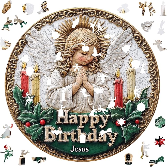 Puzzles for Adults Birthday Angel Wooden Puzzles, 200 Pieces Unique Shaped Liberty Jigsaw Puzzles, Holiday Birthday Gifts for Adults and Kids, Fun Challenge Family Game 11.2'' x 11.2''