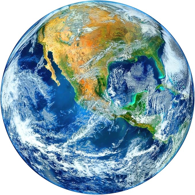 Round Earth Puzzle 1000 Pieces for Adults, NASA Blue Marble View Circle Jigsaw Puzzles for Adults 1000 Pieces with Lettered Back, Landscape Wall Art Decor
