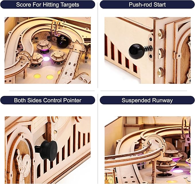 ROKR Miniature Pinball Machine-3D Wooden Puzzles for Adults-DIY Wood Model Kits for Adults-Toy Gifts for Ages 14 and Up