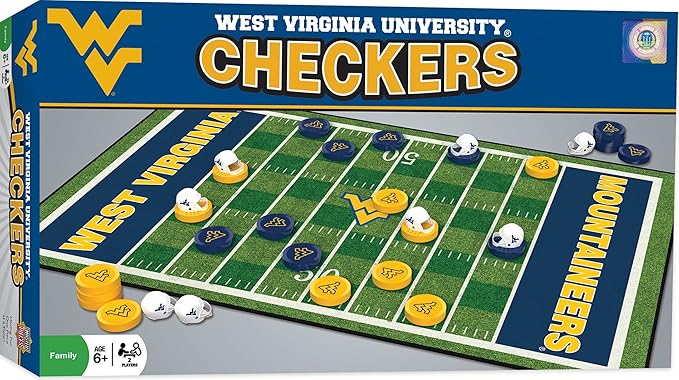 MasterPieces Family Game - NCAA West Virginia Mountaineers Checkers - Officially Licensed Board Game for Kids & Adults, 13" x 21"