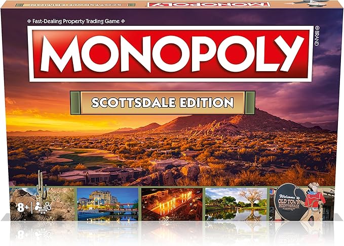 Monopoly Board Game - Scottsdale Edition: 2-6 Players Family Board Games for Kids and Adults, Board Games for Kids 8 and up, for Kids and Adults, Ideal for Game Night