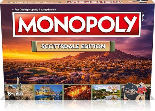 Monopoly Board Game - Scottsdale Edition: 2-6 Players Family Board Games for Kids and Adults, Board Games for Kids 8 and up, for Kids and Adults, Ideal for Game Night