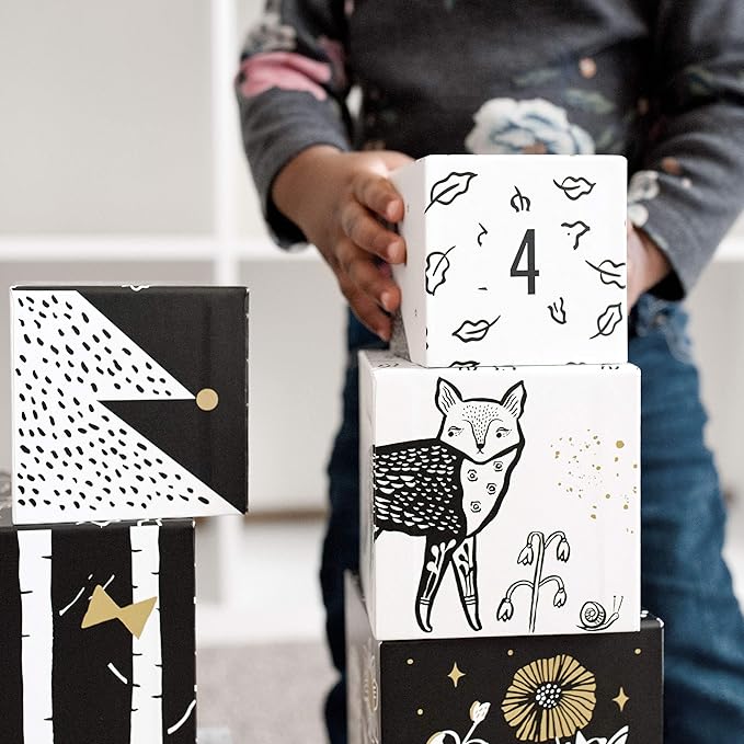 Wee Gallery Nesting Blocks, Stacking Toys for Toddlers and Kids, Educational Blocks with Numbers and Animal Illustrations for Motor Skills, Counting and Early Learning (Ages 2 & Up), Woodland Number