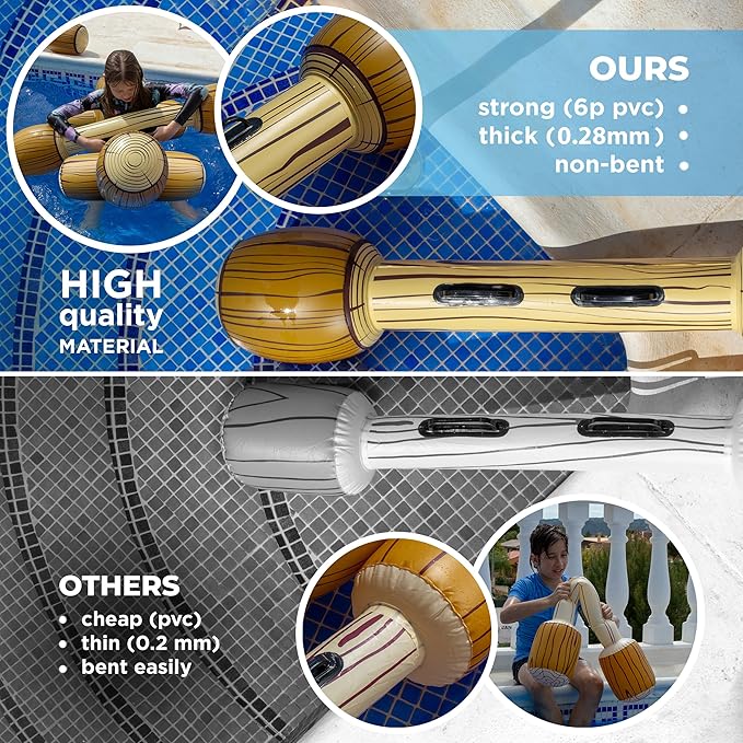 Upgraded Chuchik Inflatable Battle Logs - Joust Game Raft Pool Floats for Adults & Kids - Ages 4-8, 8-12