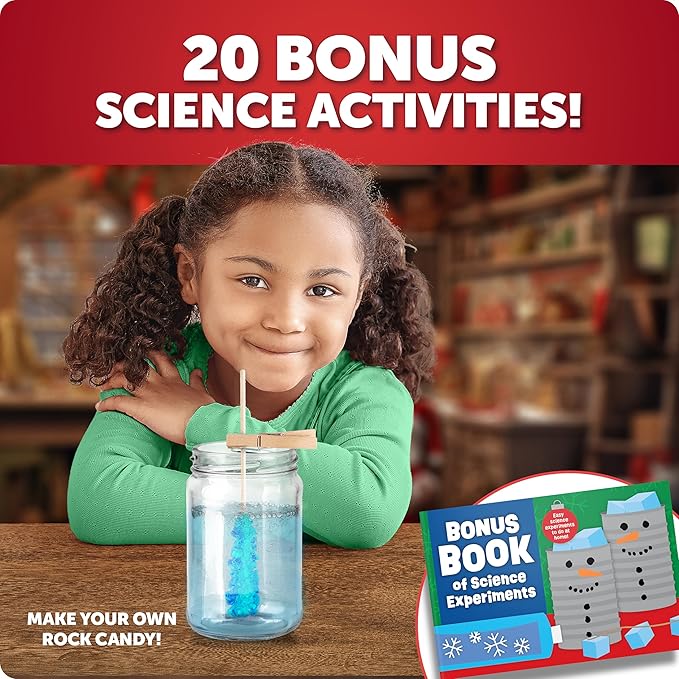 Santa's Christmas Science Workshop - Holiday STEM Kit for Kids with 5 Magical Experiments & 20 Bonus Activities, Educational Science Kit Stocking Stuffers, Crafts for Kids Age 8 and Up