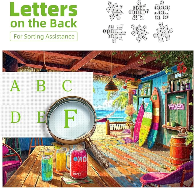 Beach Paradise 1000 Piece Jigsaw Puzzle for Adults Summer Tropical Bar Ocean View Challenging Puzzle Game Fun Adult Activity for Puzzle Lovers (27"x20")