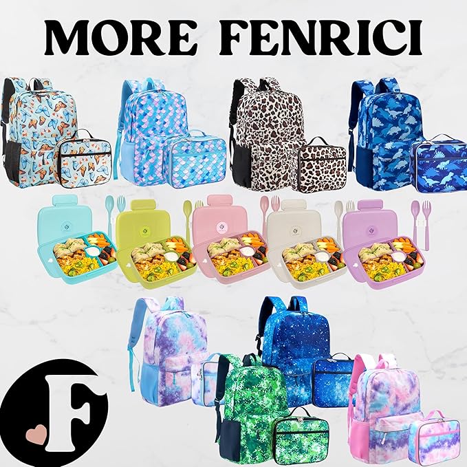 Fenrici Tie Dye Lunch Box for Girls, Teens, Women, Kids, Insulated Lunch Bag, Soft Sided Compartments, Spacious, BPA Free, Food Safe, 10.8in x 8.5in x 2.8in, Pastel Pink Tie Dye