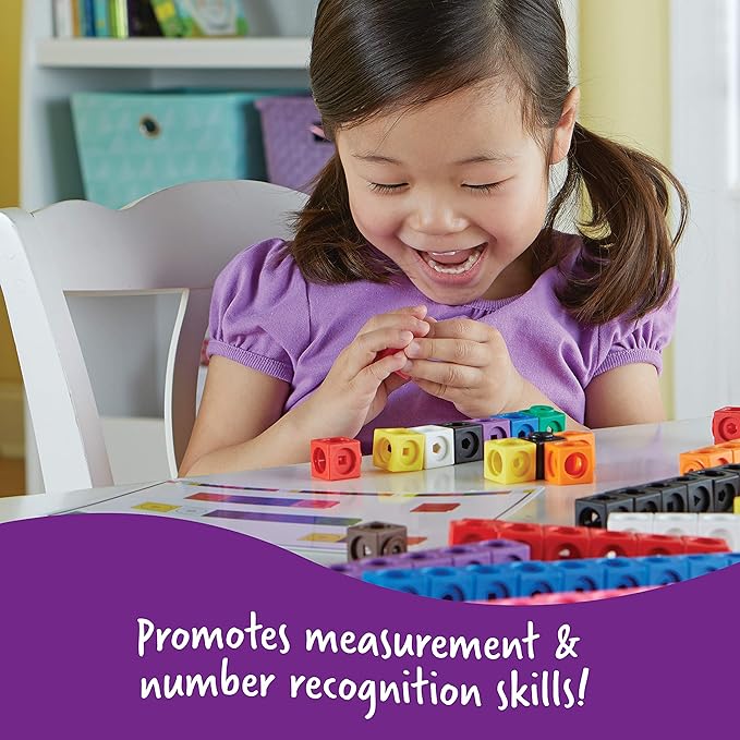 Learning Resources MathLink Cubes Early Math Activity Set - 115 Pieces, Ages 4+ Kindergarten STEM Activities, Math Cubes Activity Set and Games for Kids, Mathlink Cubes Activity Set