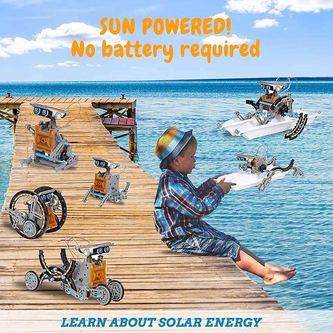 STEM 12-in-1 Solar Robot Toys, Building Science Educational Experiment Kit for Kids Aged 8-12 | 190 Pcs Robotics kit for Kids, Young Engineer Gift for Boys Girls Aged 8-12 & Up