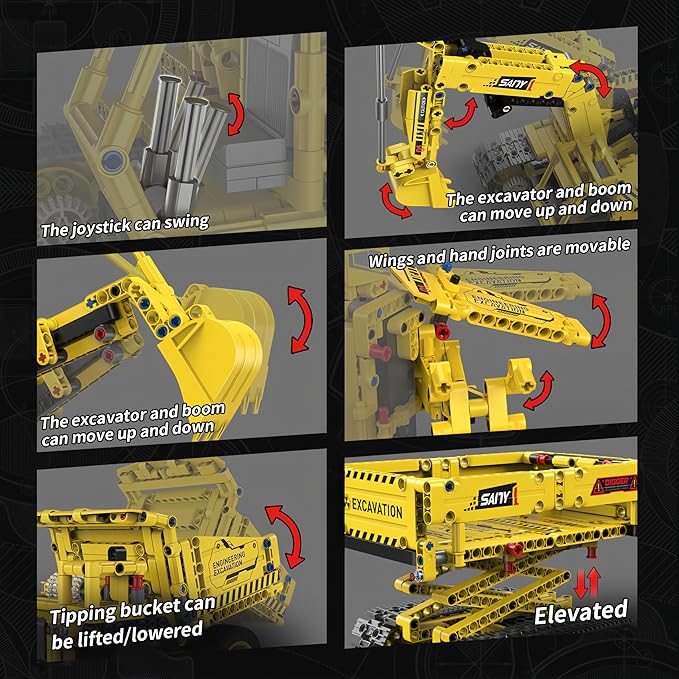STEM Robot Construction Toys for Kids - Remote-Controlled Excavator Engineering Kit with 555 Pieces, Motor Module, Educational Boy Toys Age 8-10, Science Kits for Kids Age 8-12