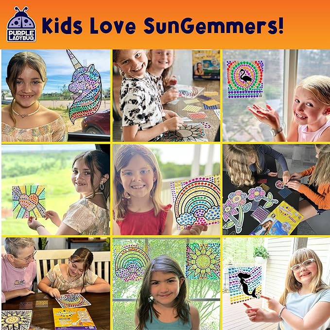 SUNGEMMERS DIY Gemstone Craft Kit – Emoji Poo & Love Designs - Arts and Crafts for Kids Ages 6-12 Girls & Boys - Suncatcher Kit for Girls Birthday Gifts, Summer Toys, Window Diamond Art