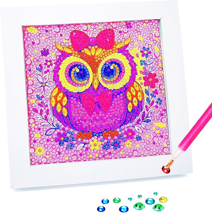 Diamond Art Kits for Kids - Crafts for Ages Girls 8-12 - Diamond Art Painting with Wooden Frame Included - Arts and Crafts for Kids Age 4-6 - GEM Art Supplies for Beginner Friendly Decor Birthday Gift