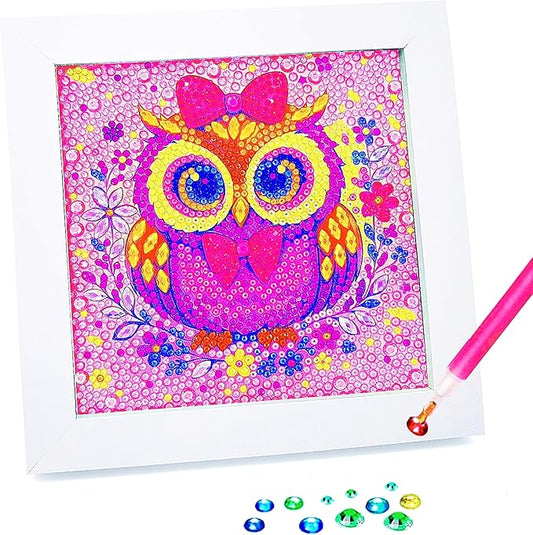 Diamond Art Kits for Kids - Crafts for Ages Girls 8-12 - Diamond Art Painting with Wooden Frame Included - Arts and Crafts for Kids Age 4-6 - GEM Art Supplies for Beginner Friendly Decor Birthday Gift