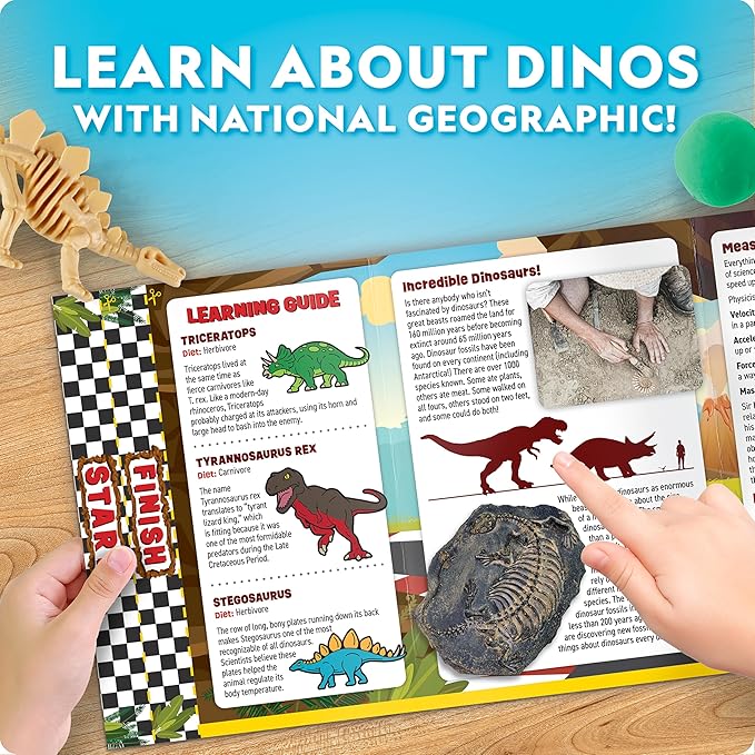 NATIONAL GEOGRAPHIC Giant Dinosaur Egg Activity Kit – 15+ Dino Crafts, Painting Cars, Clay Models, Dig Brick, Stickers & Learning Guide, Easter Basket Stuffers, Dinosaur Science Toy for Boys & Girls