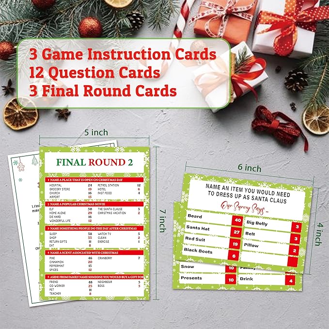 Christmas Family Feud Game,Funny Christmas Party Games, Christmas Trivia Game, Family Feud Quiz Holiday Games for Groups SD-WF01