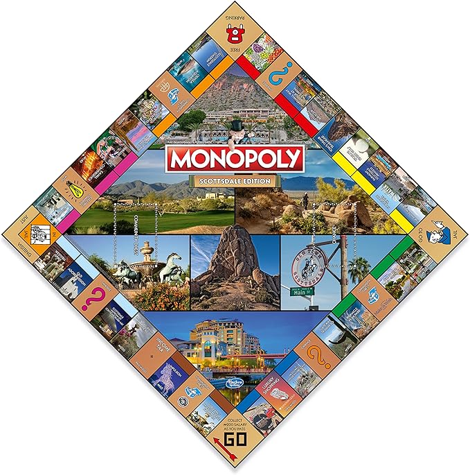 Monopoly Board Game - Scottsdale Edition: 2-6 Players Family Board Games for Kids and Adults, Board Games for Kids 8 and up, for Kids and Adults, Ideal for Game Night