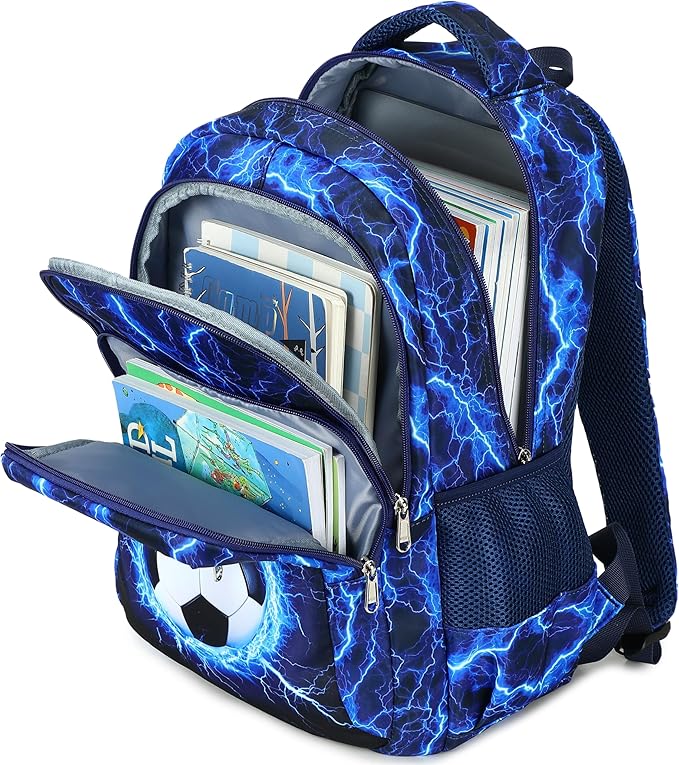 LEDAOU School Backpack for Boys Girls Soccer Kids Bookbag Elementary Middle School Bag for 8-14