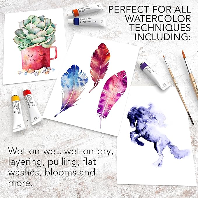 CHROMATEK Watercolor Paint Set - 48 Piece Kit for Adults, Beginners & Professional Artists - 48 x 12ml Liquid Water Color Tubes - Richly Pigmented Vibrant Colors - Art Supplies