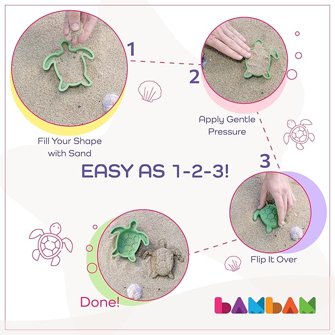 BAMBAM Baby โ Premium Silicone Beach Toys for Toddlers & Baby | 100% BPA Free, Safety Tested | 8 Piece Sand Bucket Set for Kids Ages 6 Months and Up (Beach Blue)