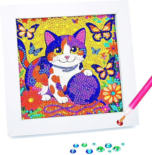 Diamond Art Kits for Kids - Crafts for Ages Girls 8-12 - Diamond Art Painting with Wooden Frame Included - Arts and Crafts for Kids Age 4-6 - GEM Art Supplies for Beginner Friendly Decor Birthday Gift