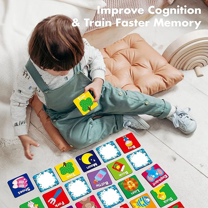 Memory Matching Game, 72 PCS First Words Matching Cards for Toddlers 36 Pairs Memory Cards Educational Toys for Preschool 4 5 6 Years Old