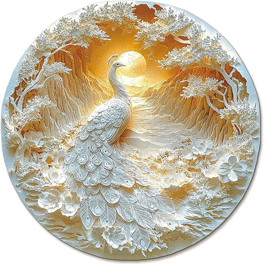 KAAYEE Wooden Puzzles for Adults, Beautiful Peacock Wooden Jigsaw Puzzle Unique Shape Wood Puzzle Adult, 3D Visual Effect Birthday Gifts for Puzzle Lovers Family Games (XL-17.2 * 17.2 in-423pcs)