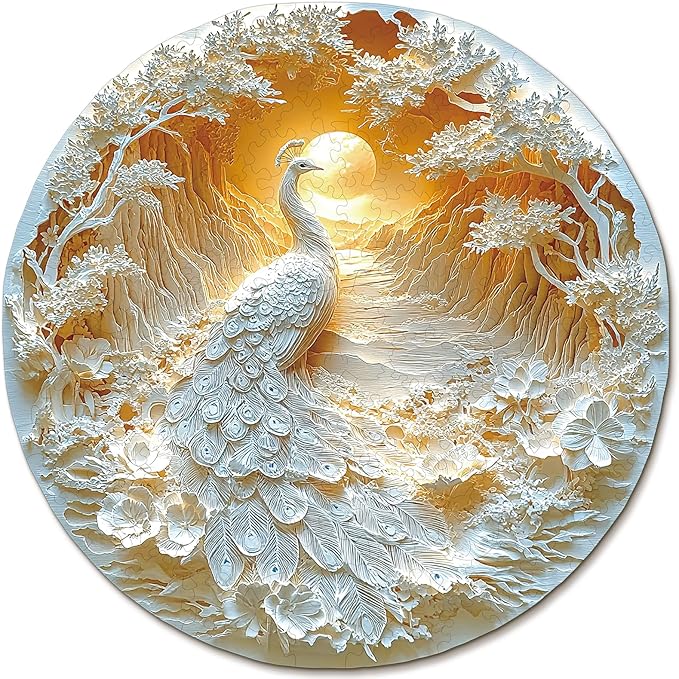 KAAYEE Wooden Puzzles for Adults, 3D Visual Effect Beautiful Peacock Wooden Jigsaw Puzzle Unique Shape Wood Puzzle Adult, Birthday Gifts for Puzzle Lovers Family Games (L-13.2 * 13.2 in-256pcs)